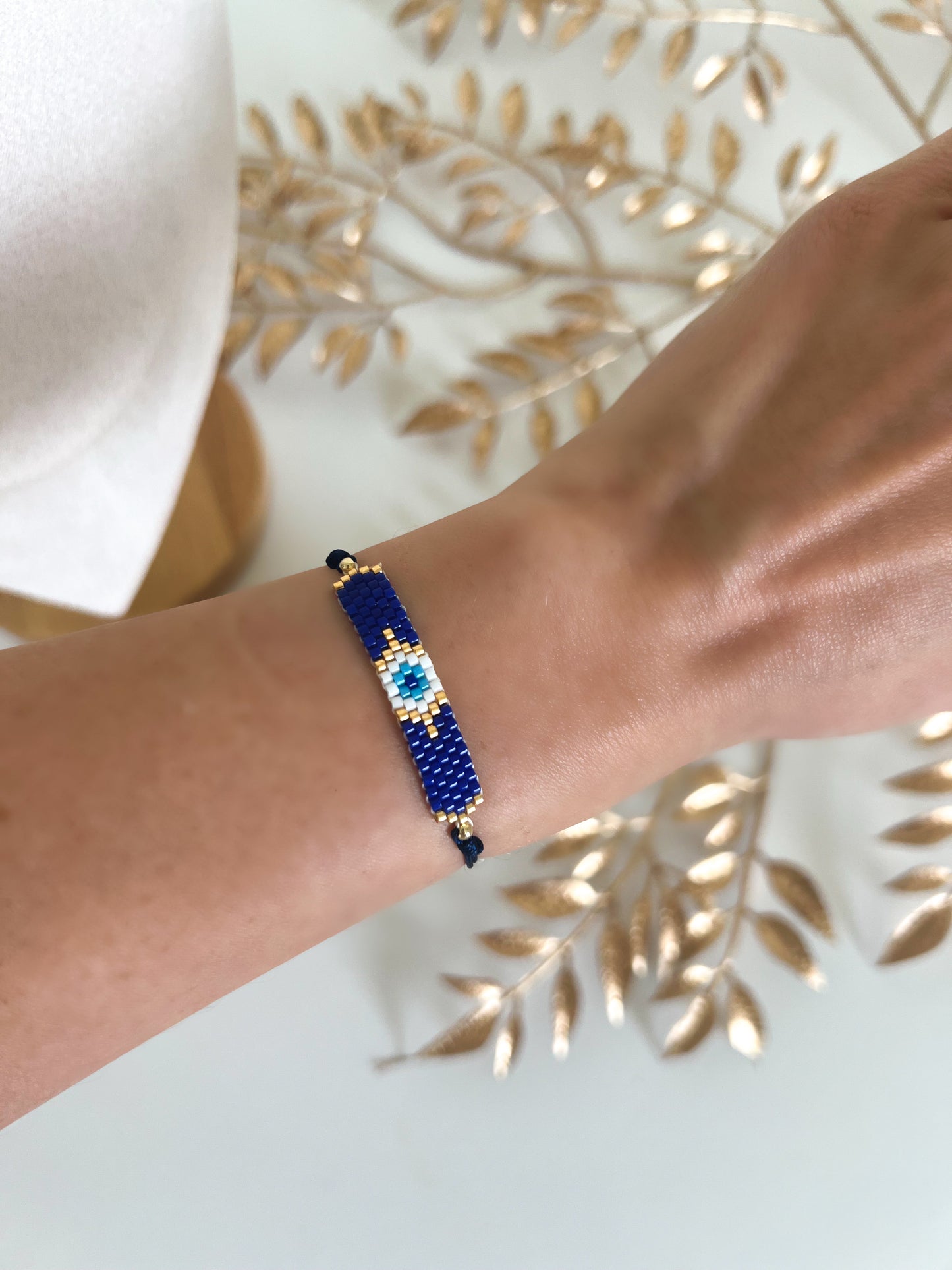 Navy evil eye miyuki bracelet