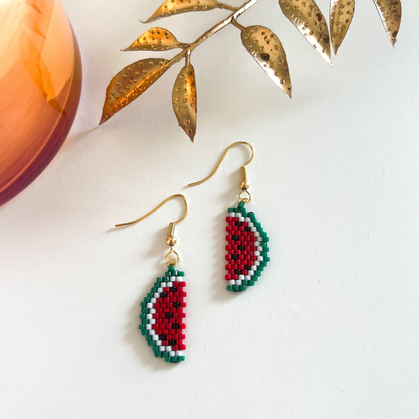 Watermelon Miyuki Earrings