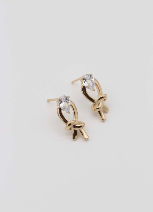 Zirconia Bow Stud Earrings