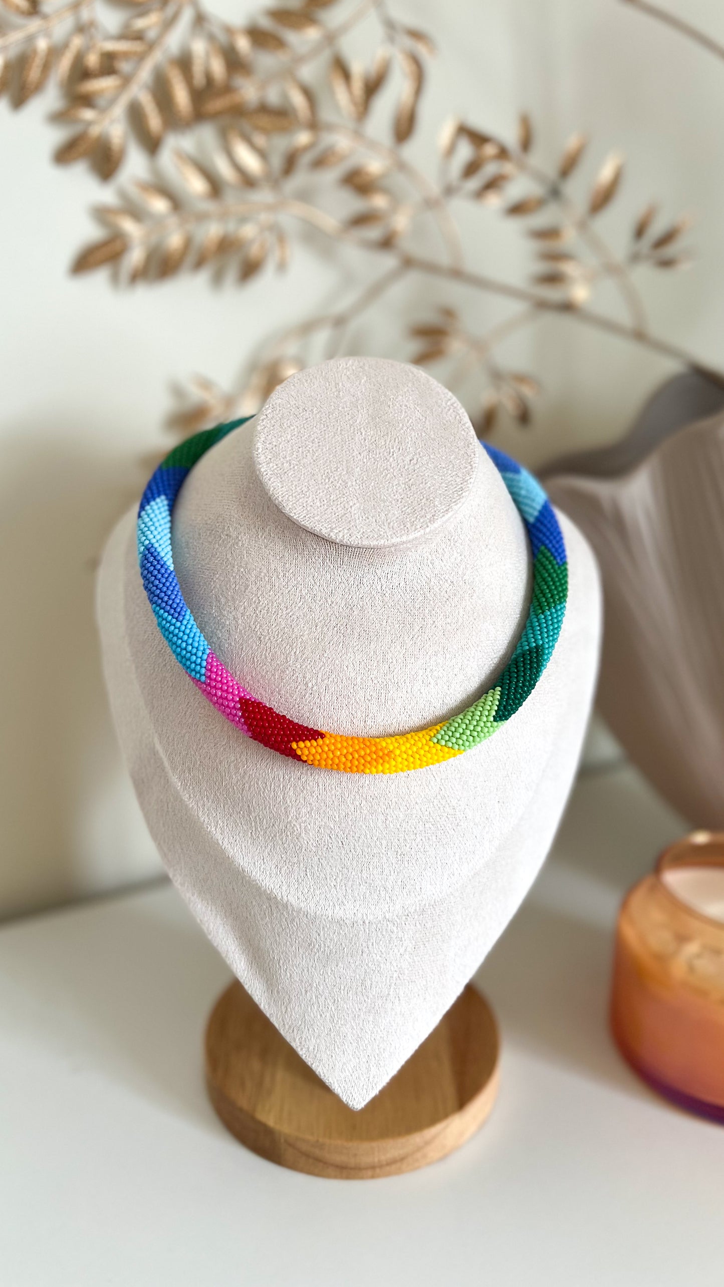 Rainbow Crochet Beaded Necklace