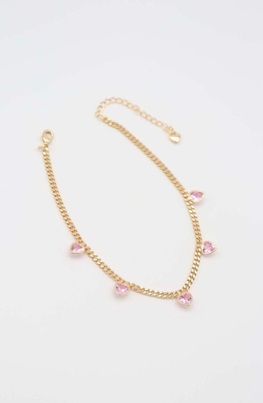 Pink Heart Anklet