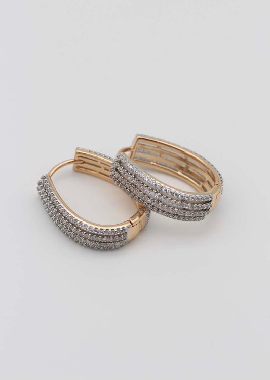 Zirconia Oval Huggie Earrings