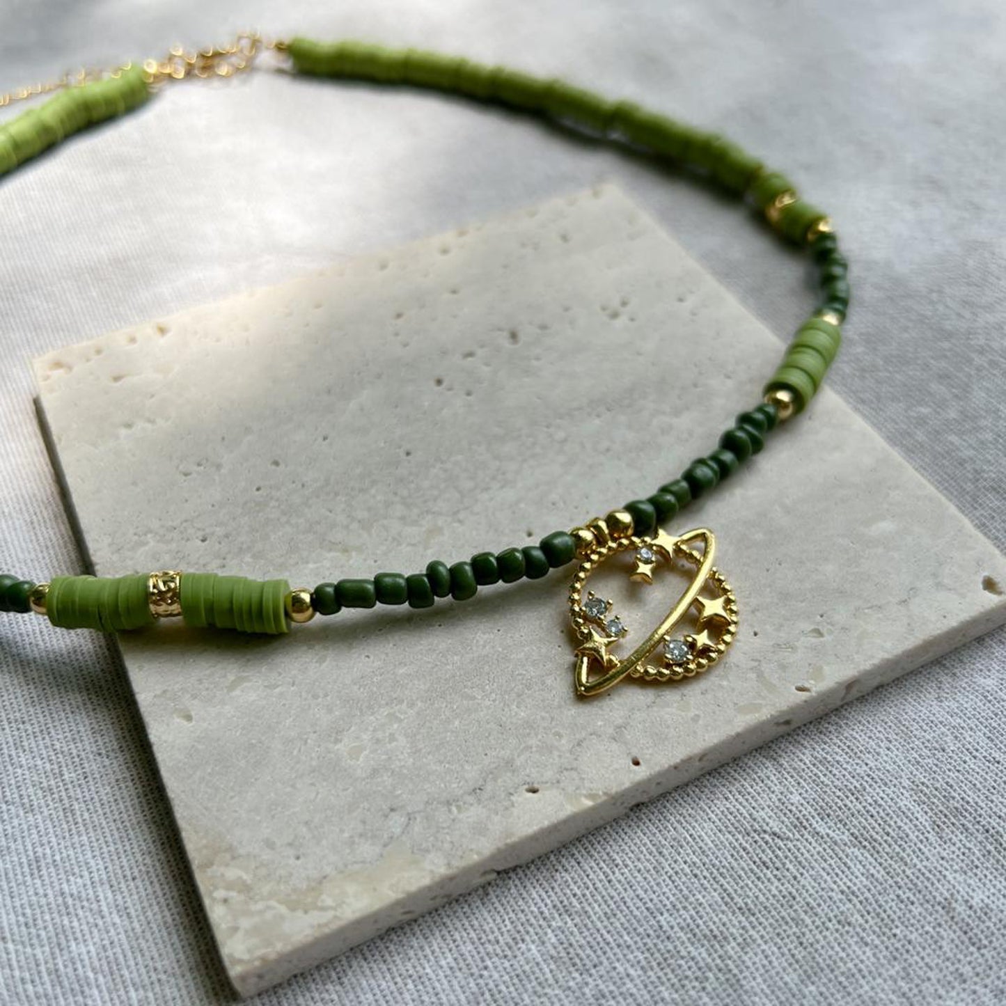 Green Planet Clay Beads Necklace