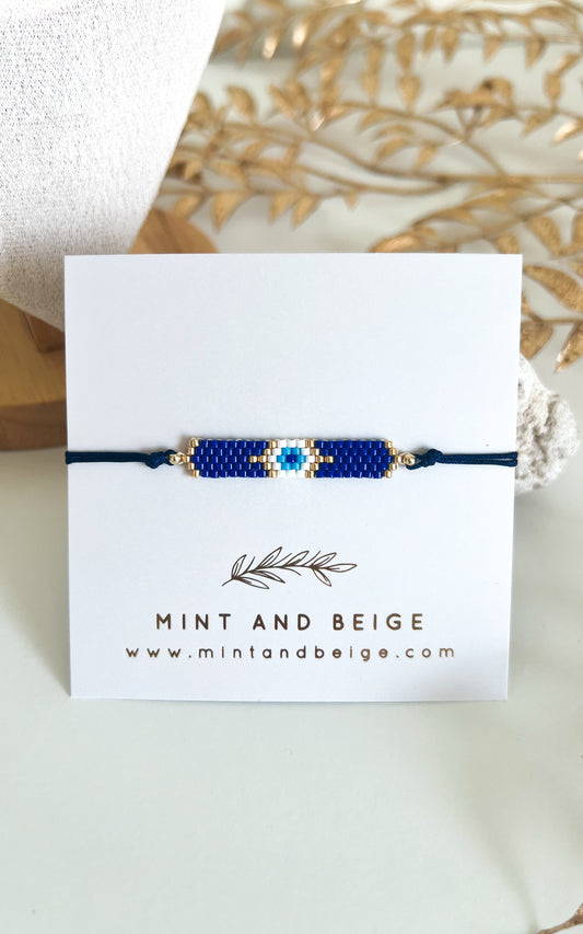 Navy evil eye miyuki bracelet