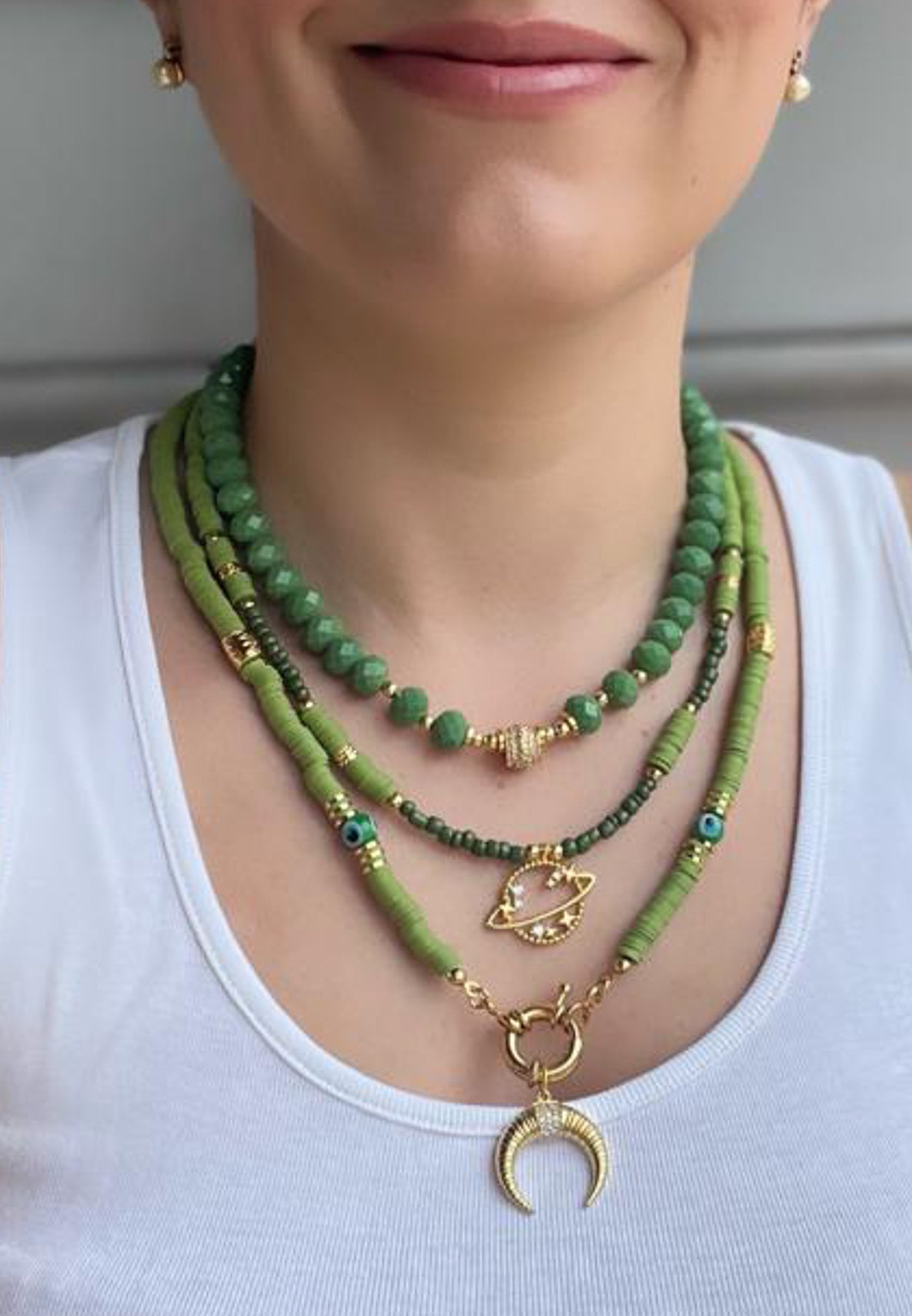 Green Crystal Beaded Necklace