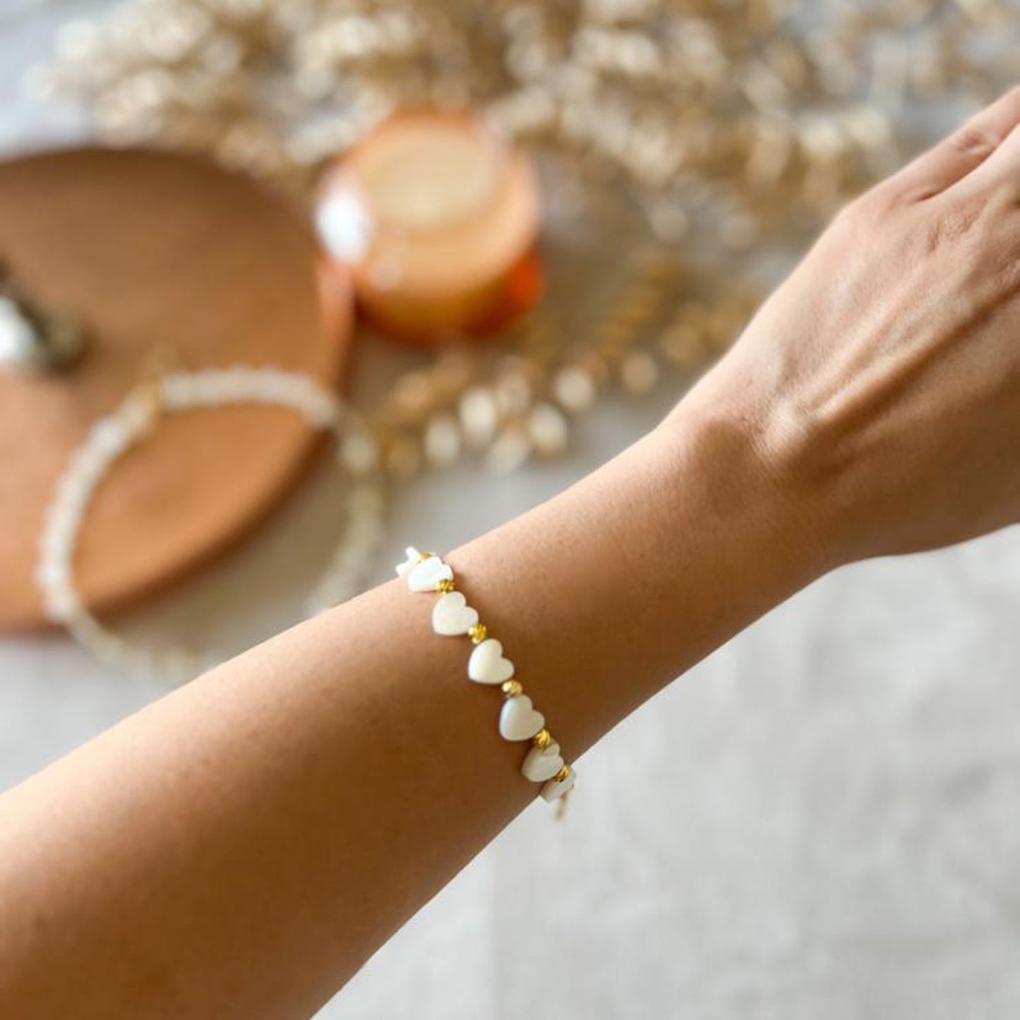 Mother of Pearl Heart Bracelet