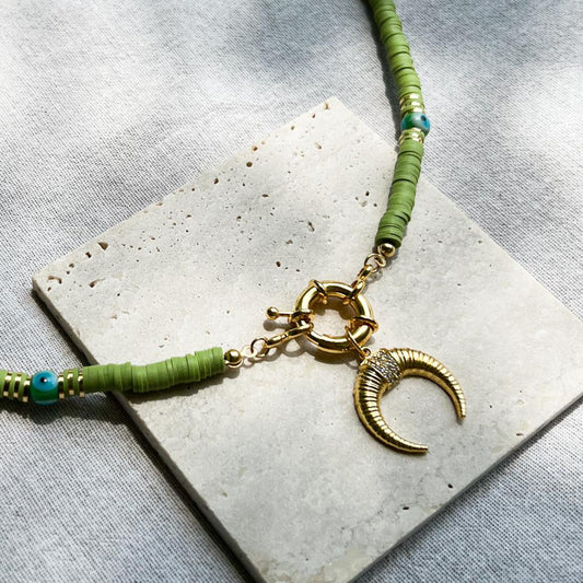 Crescent Clay Beads Necklace