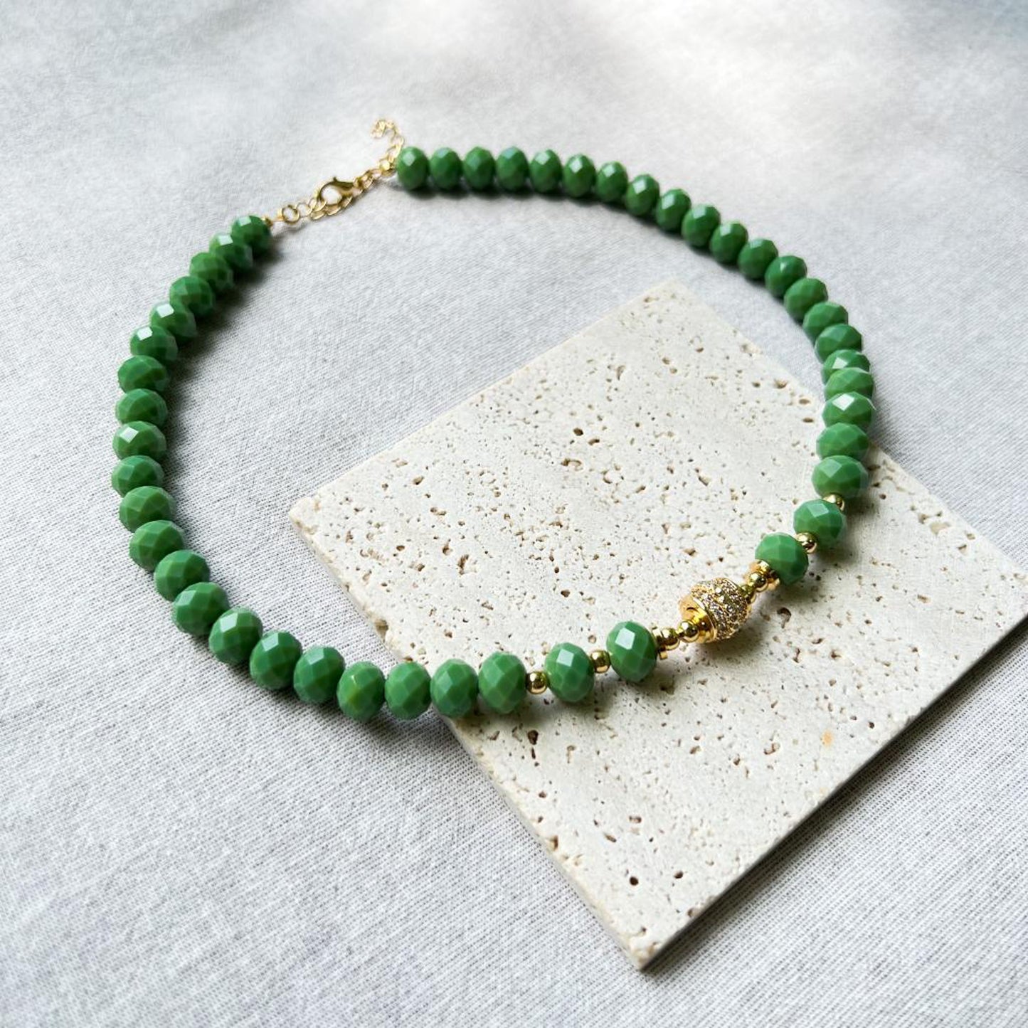 Green Crystal Beaded Necklace